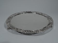 Antique English Edwardian Regency Revival Sterling Silver Salver Tray
