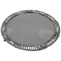 Antike englische Edwardian Regency Revival Sterling Silber Salver Tablett