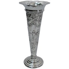 Antike englische Edwardian Regency Sterling Silber Knospe Vase