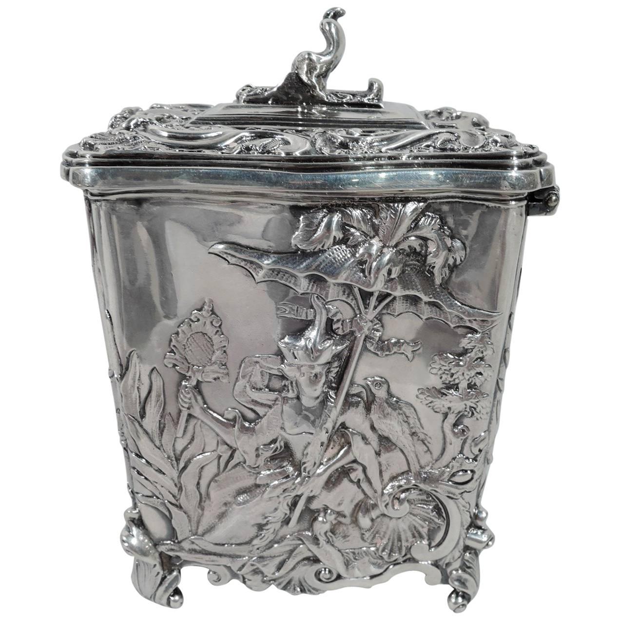 Antique English Edwardian Rococo Sterling Silver Tea Caddy by George Fox