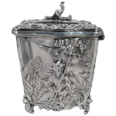 Antique English Edwardian Rococo Sterling Silver Tea Caddy by George Fox