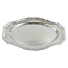 Antique English Edwardian Silver Plated 21" Serving Platter Tray w/ "S" Monogram