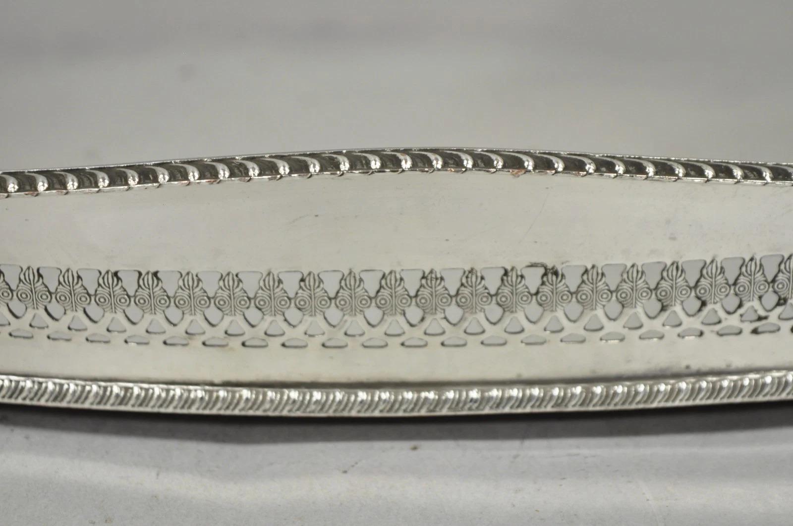 Antike englische Edwardian versilbert Oval Bar servieren Tablett w / Raised Gallery im Angebot 5