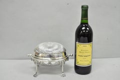 Antique English Edwardian Silver Plated Revolving Oval Serving Butter Dish