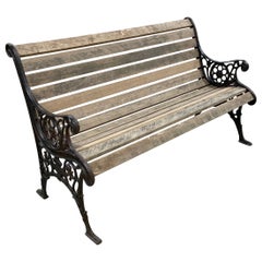 Ancien banc de jardin édouardien anglais à lattes
