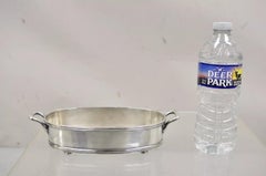 Antique English Edwardian Small Oval Silver Plated Desk Trinket Dish w/ Handles