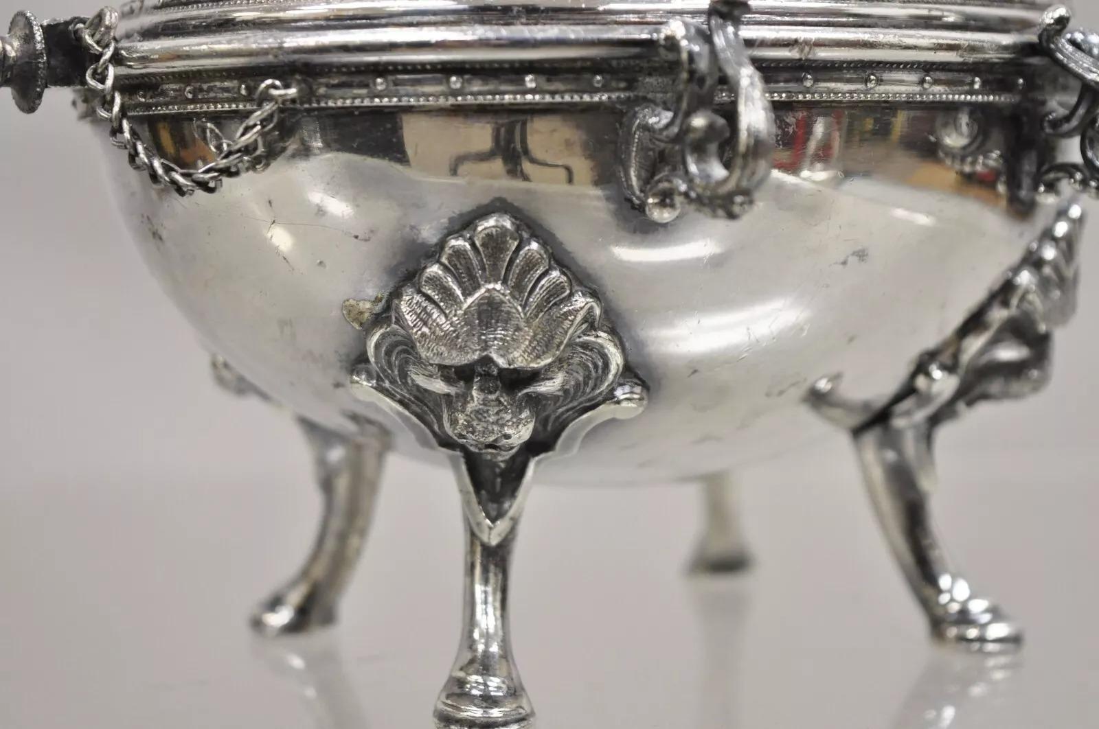 Antique English Edwardian Small Silver Plated Revolving Lid Butter Dish Server In Good Condition For Sale In Philadelphia, PA