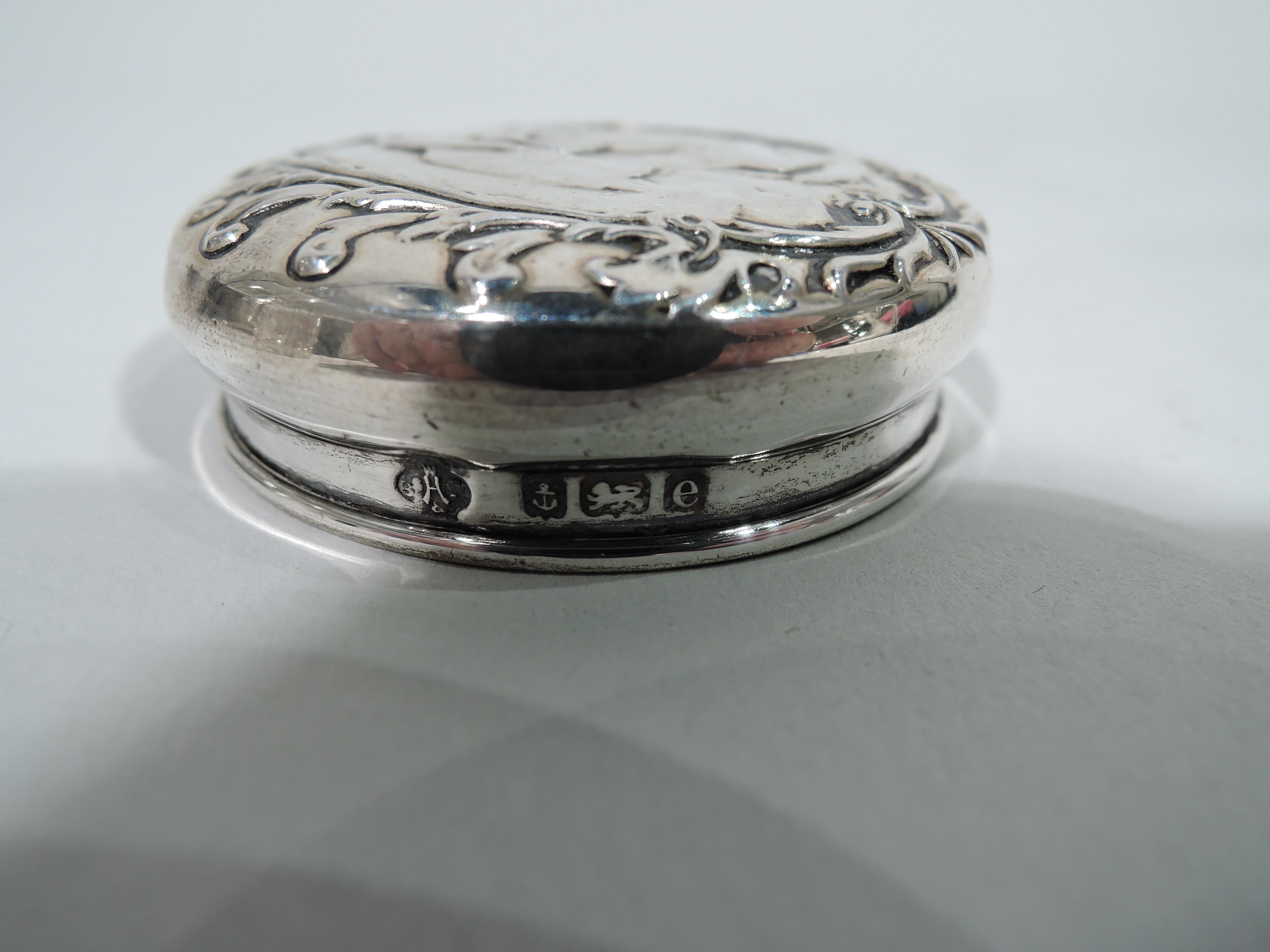 Women's Antique English Edwardian Sterling Silver and Cut-Glass Powder Jar