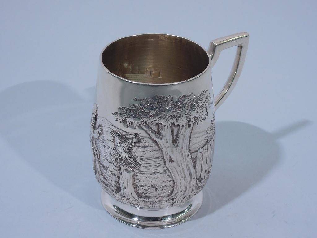 Antique English Edwardian Sterling Silver Baby Cup with Pastoral Scene 1