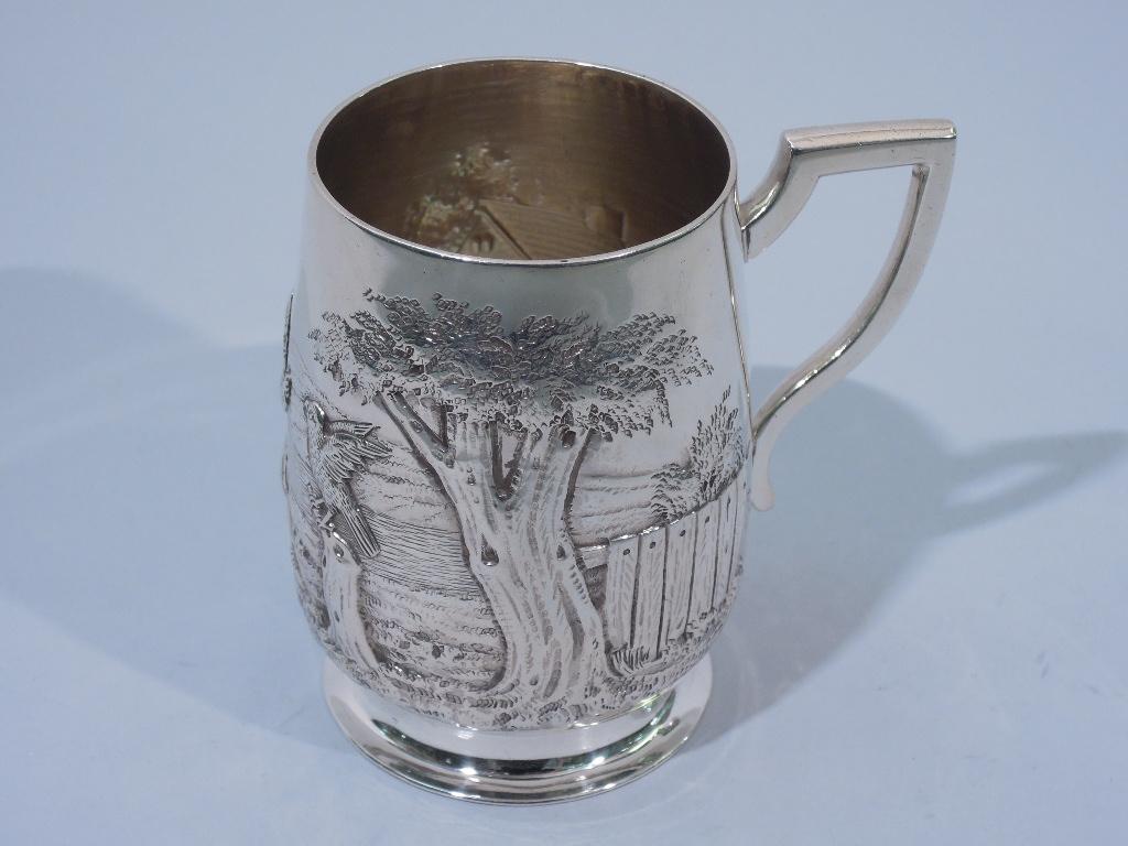 Antique English Edwardian Sterling Silver Baby Cup with Pastoral Scene 2
