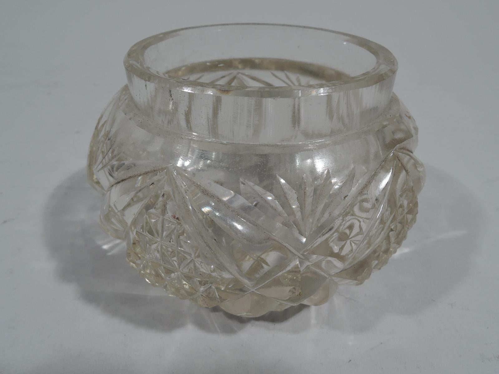 Antique English Edwardian Sterling Silver & Brilliant-Cut Glass Jar 2