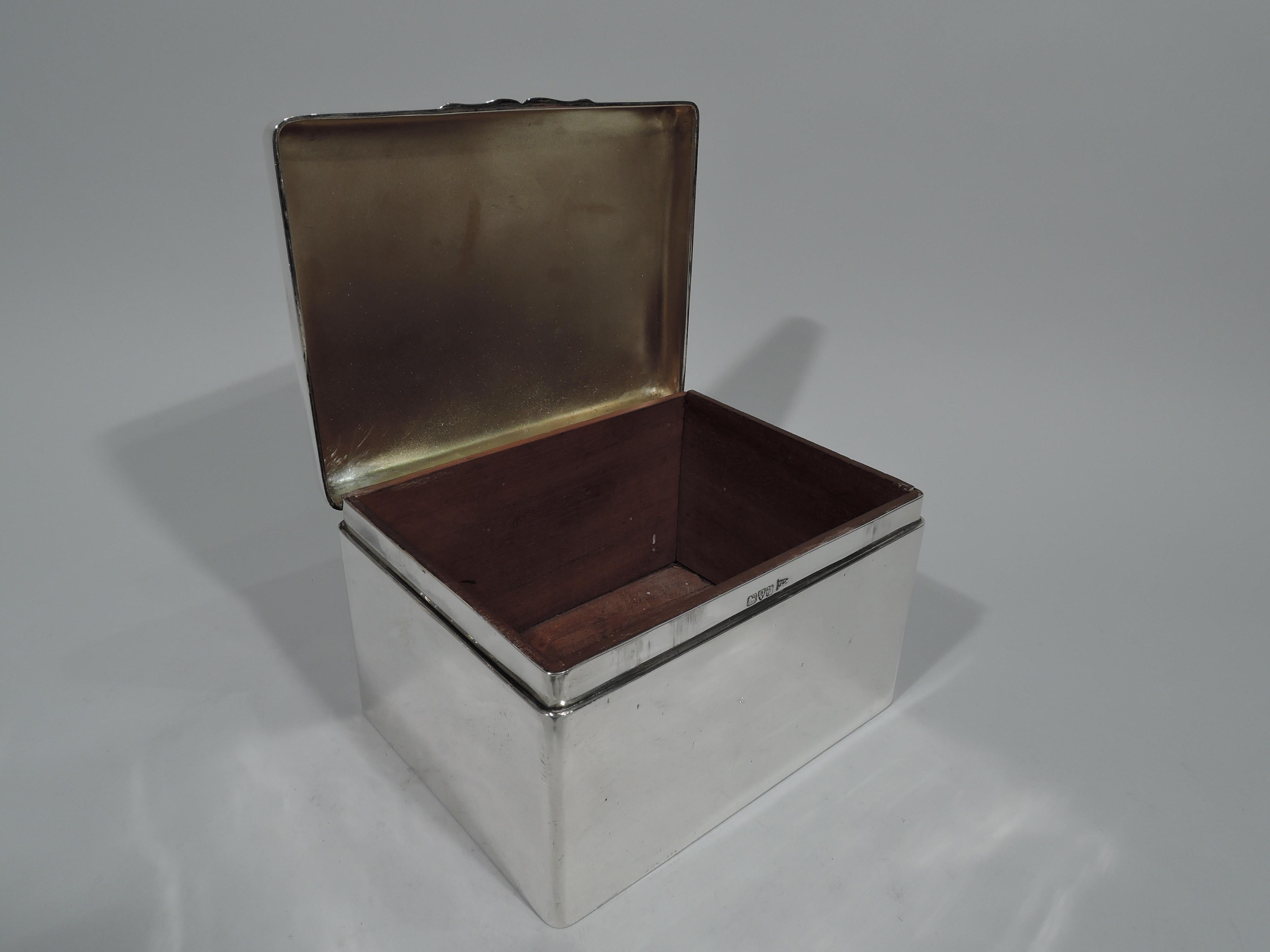 Early 20th Century Antique English Edwardian Sterling Silver Casket Box by Walker & Hall