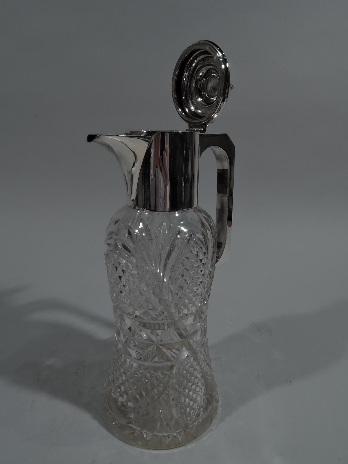 Antique English Edwardian Sterling Silver and Cut-Glass Decanter In Excellent Condition In New York, NY