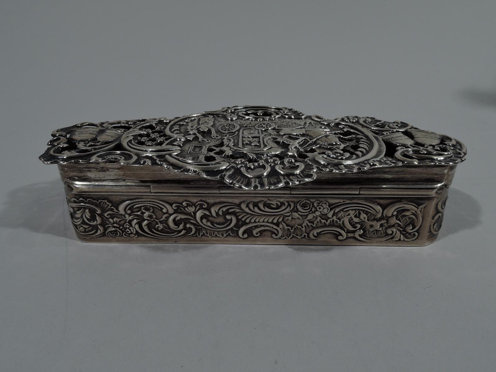 Antique English Edwardian Sterling Silver Georgian Coaching Days Box In Excellent Condition In New York, NY