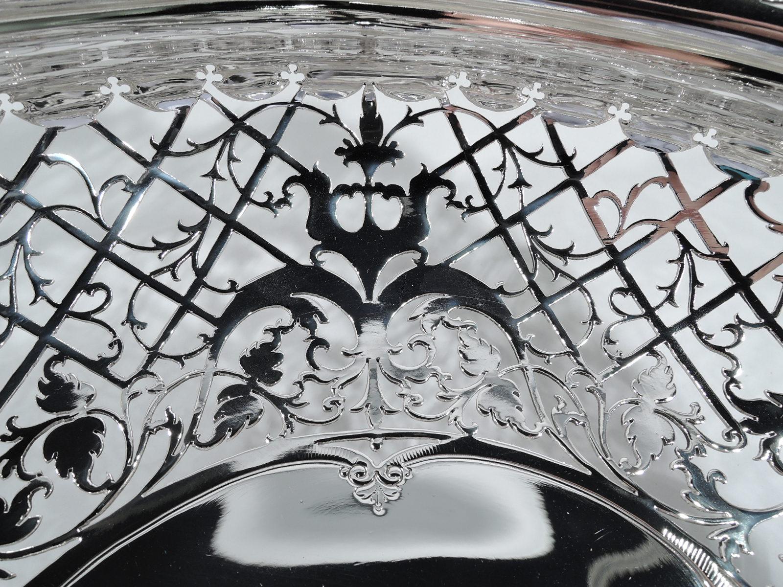 Antique English Edwardian Sterling Silver Grape Centerpiece Bowl 1