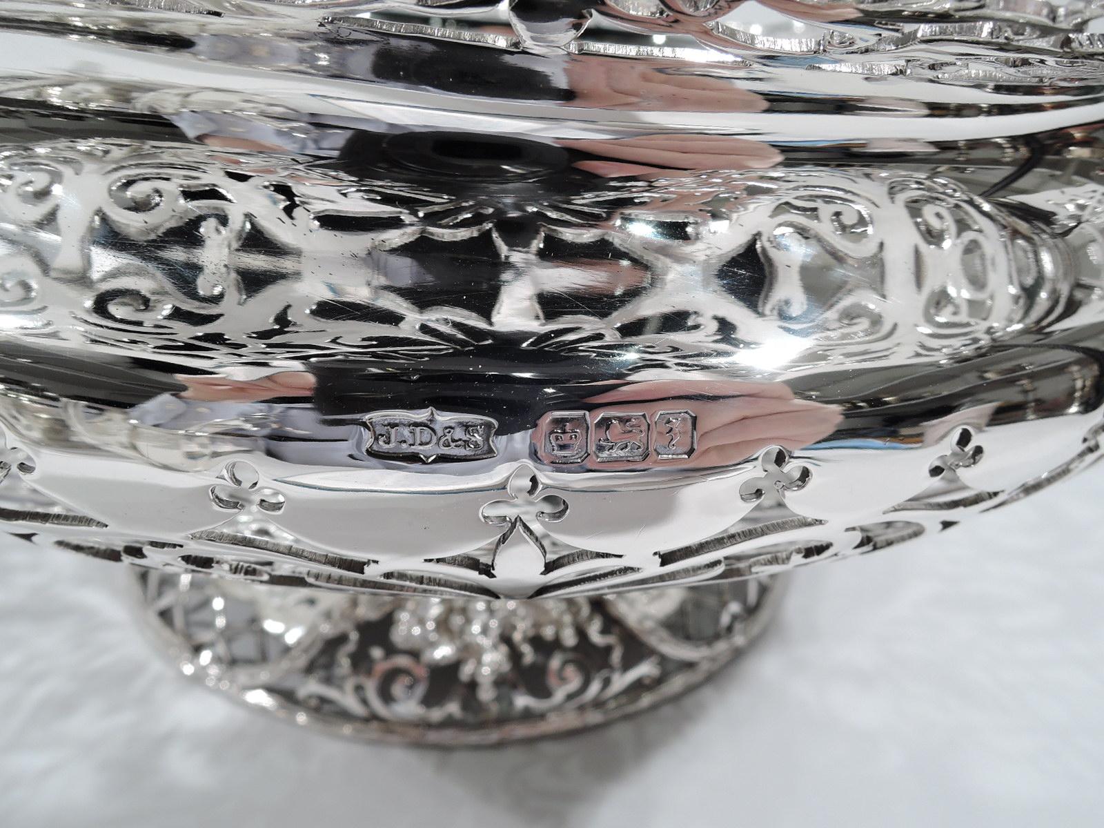 Antique English Edwardian Sterling Silver Grape Centerpiece Bowl 5
