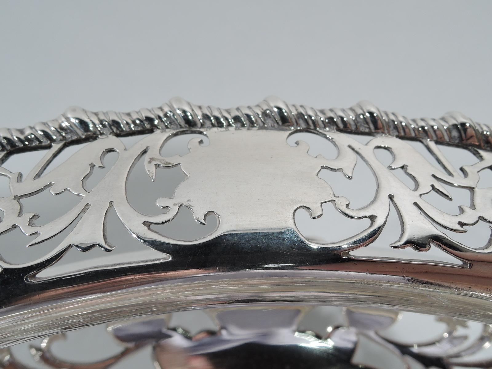 Early 20th Century Antique English Edwardian Sterling Silver Openwork Bowl For Sale