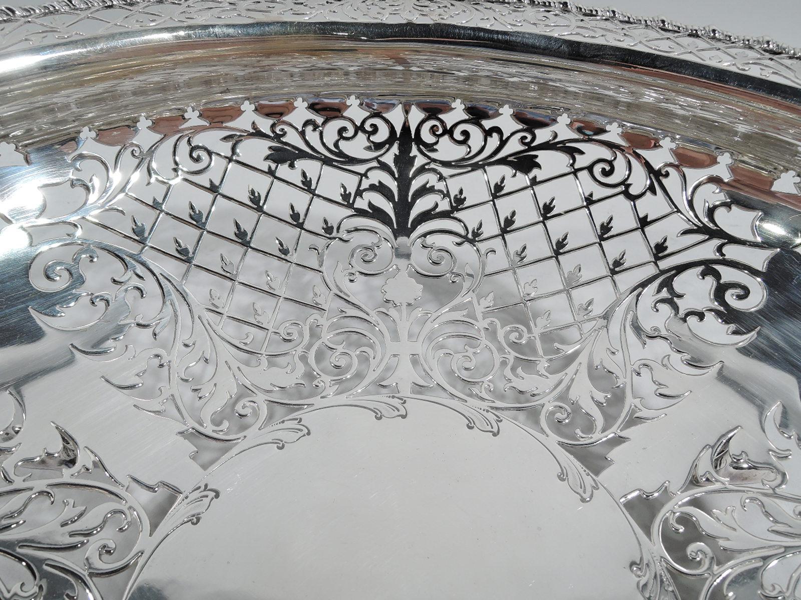 Antique English Edwardian Sterling Silver Openwork Bowl For Sale 1