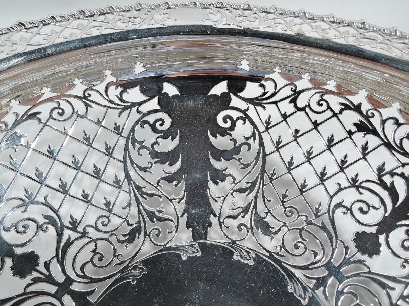 Antique English Edwardian Sterling Silver Openwork Bowl For Sale 2