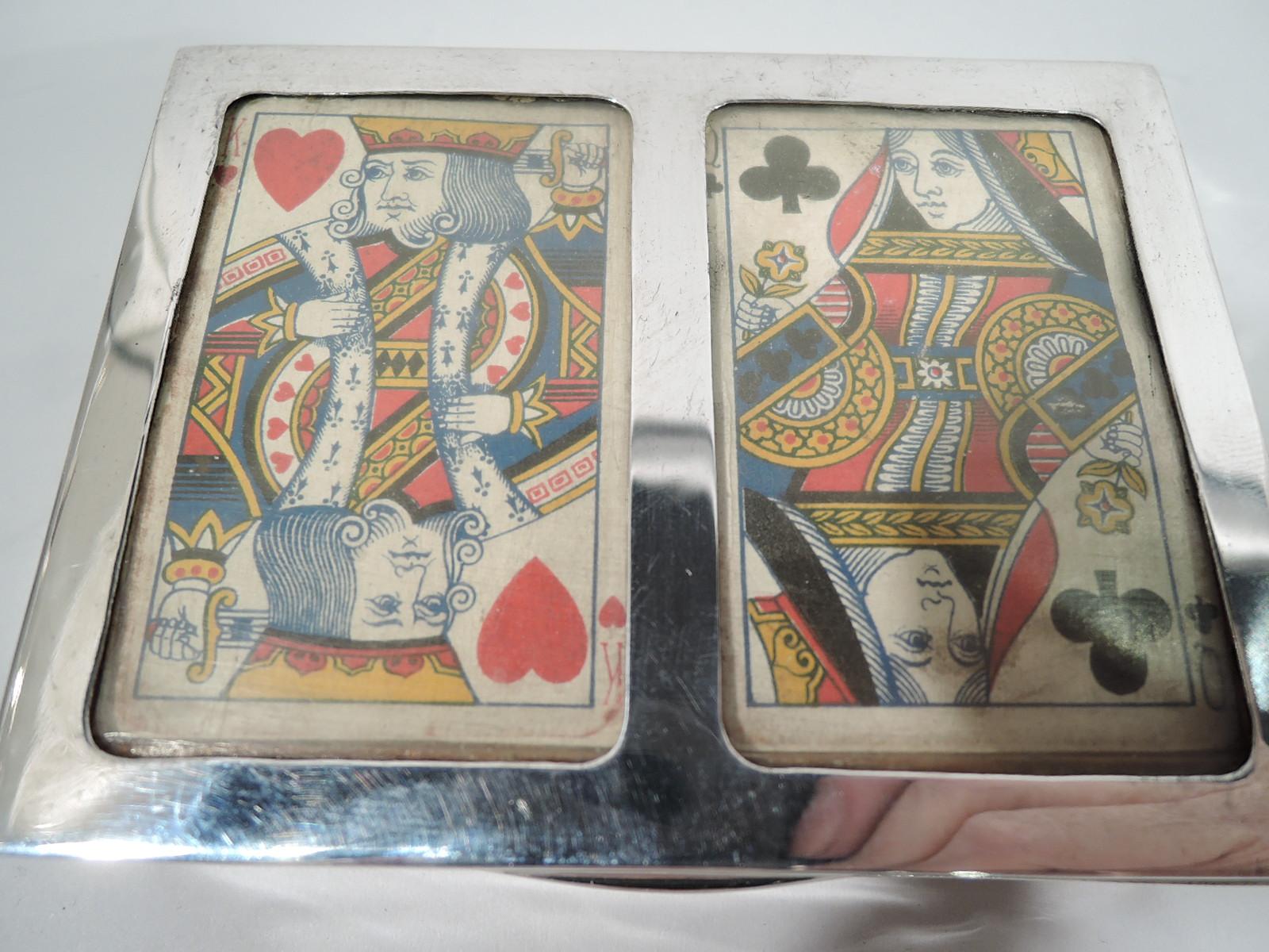 Antique English Edwardian Sterling Silver Playing Cards Box In Good Condition In New York, NY