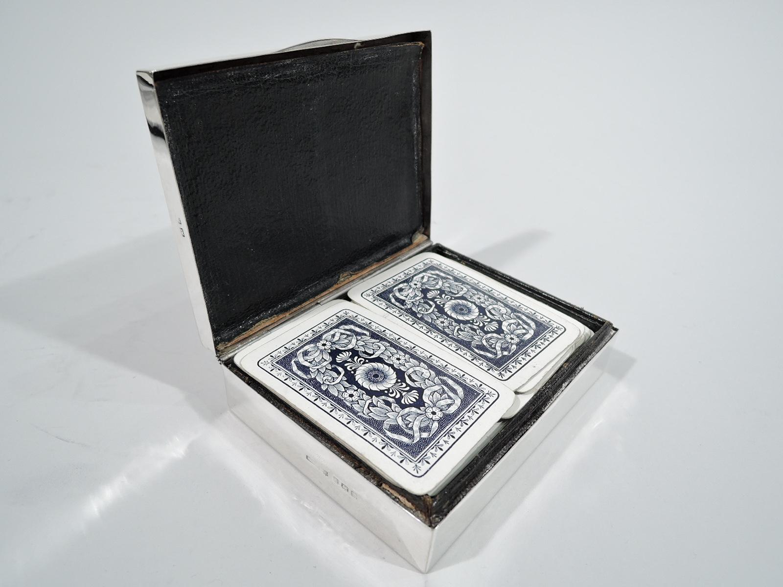 Early 20th Century Antique English Edwardian Sterling Silver Playing Cards Box