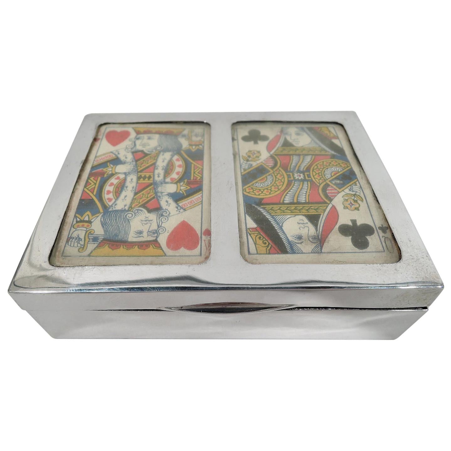 Antique English Edwardian Sterling Silver Playing Cards Box