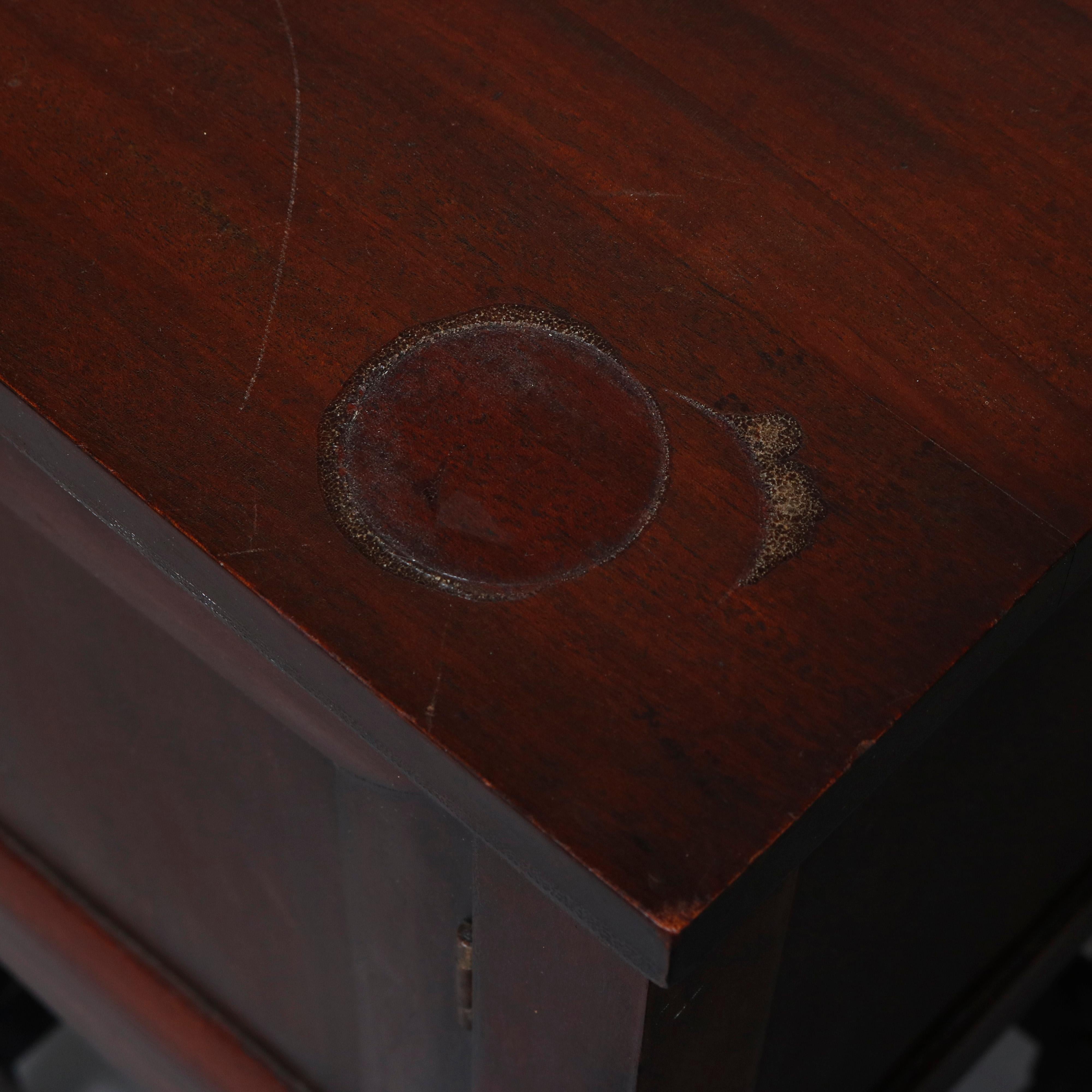 Antique English Edwardian Style Carved Mahogany Cabinet Safe, circa 1920 In Good Condition In Big Flats, NY