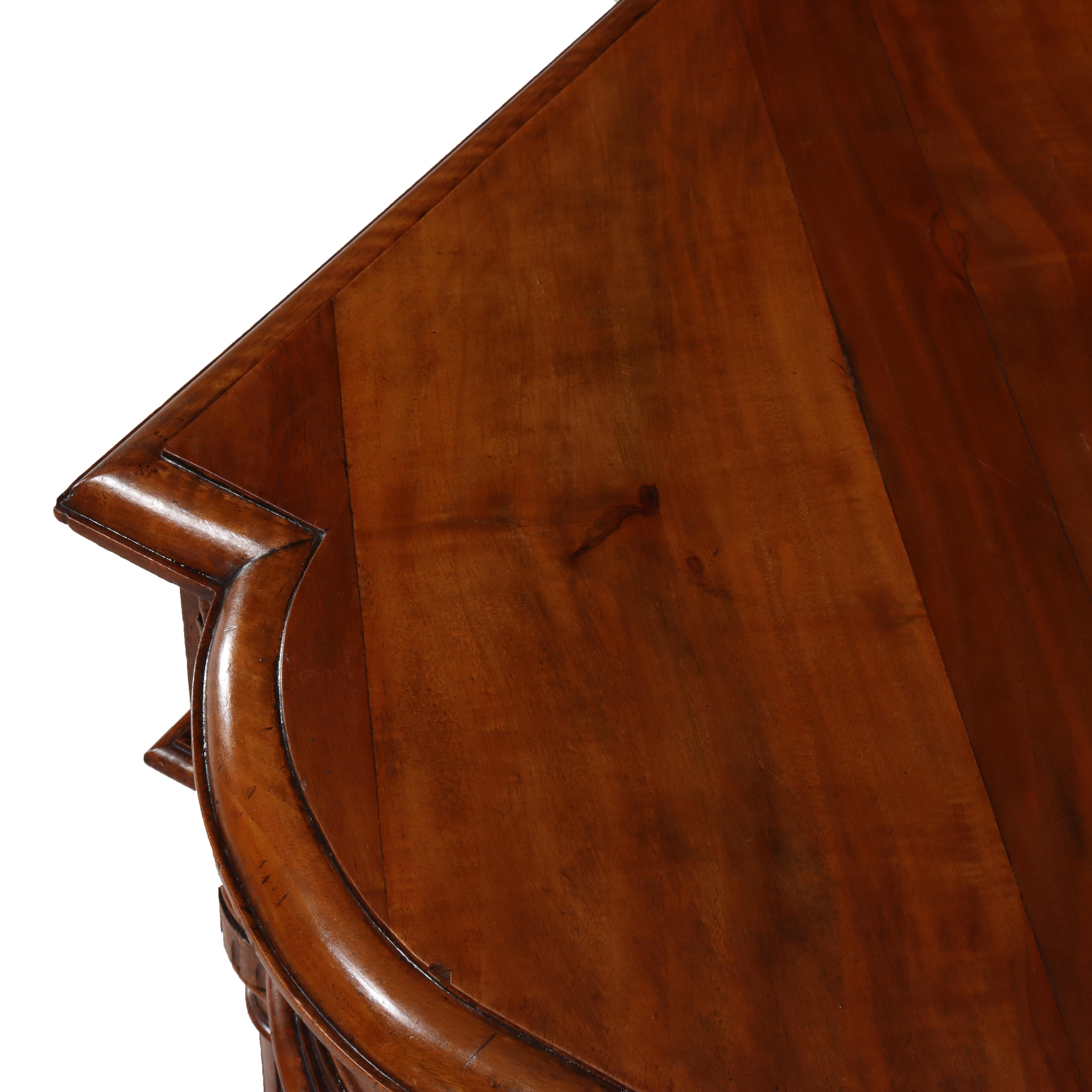 Antique English Edwardian Style Carved Walnut & Burl Library Table C1910 For Sale 7