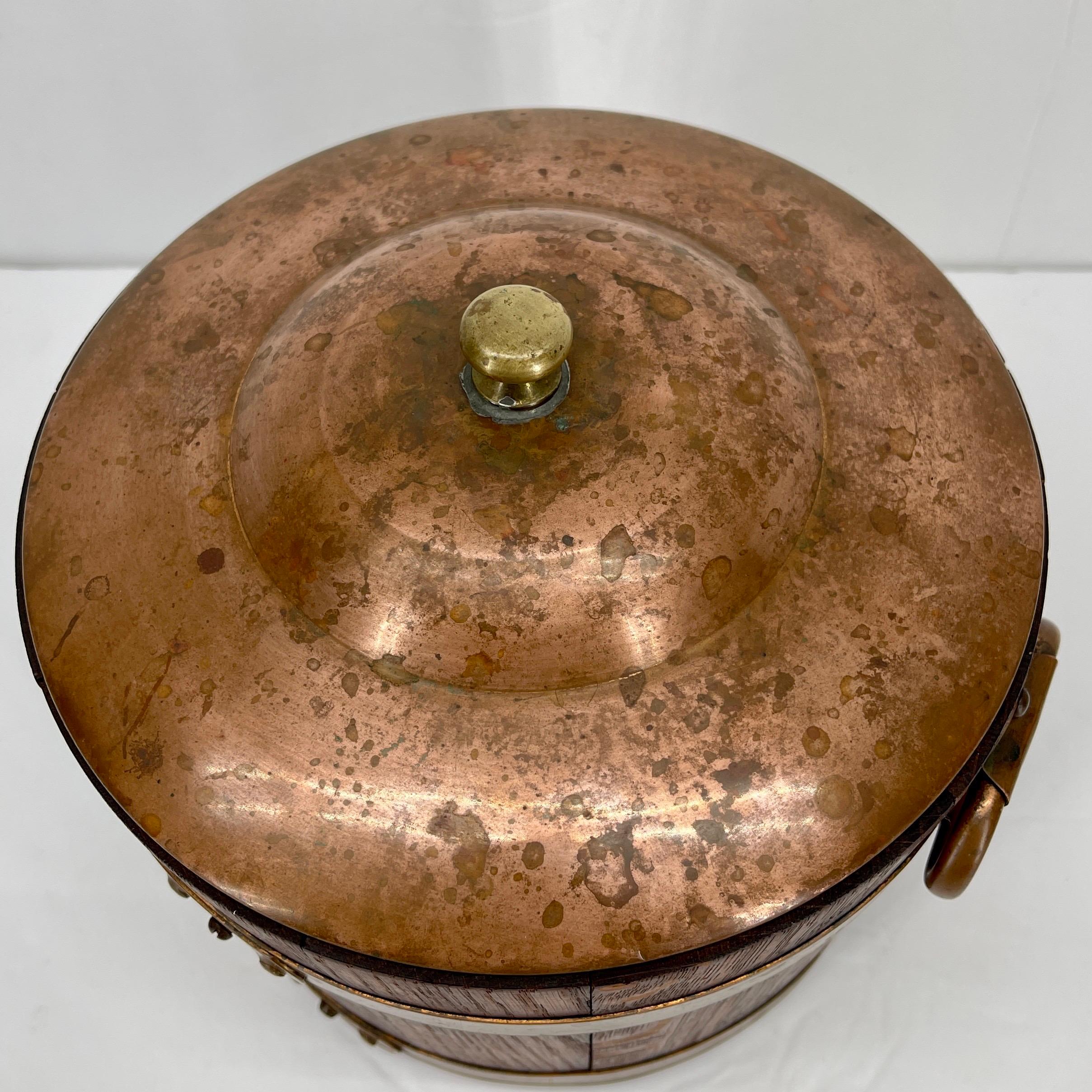 vintage wooden ice bucket with lid