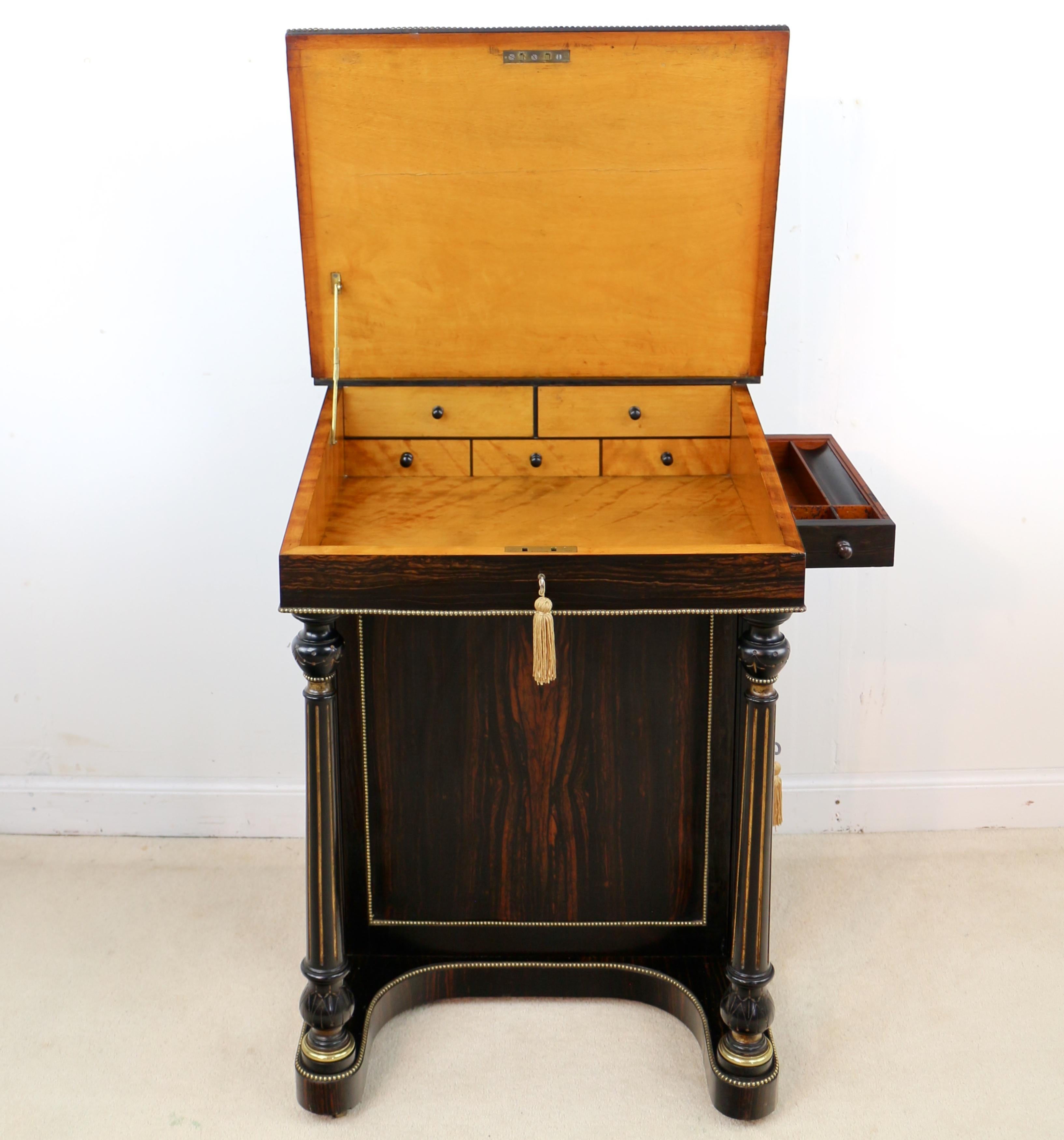 Antique English Edwards & Roberts Coromandel Davenport Desk, 19th Century 9
