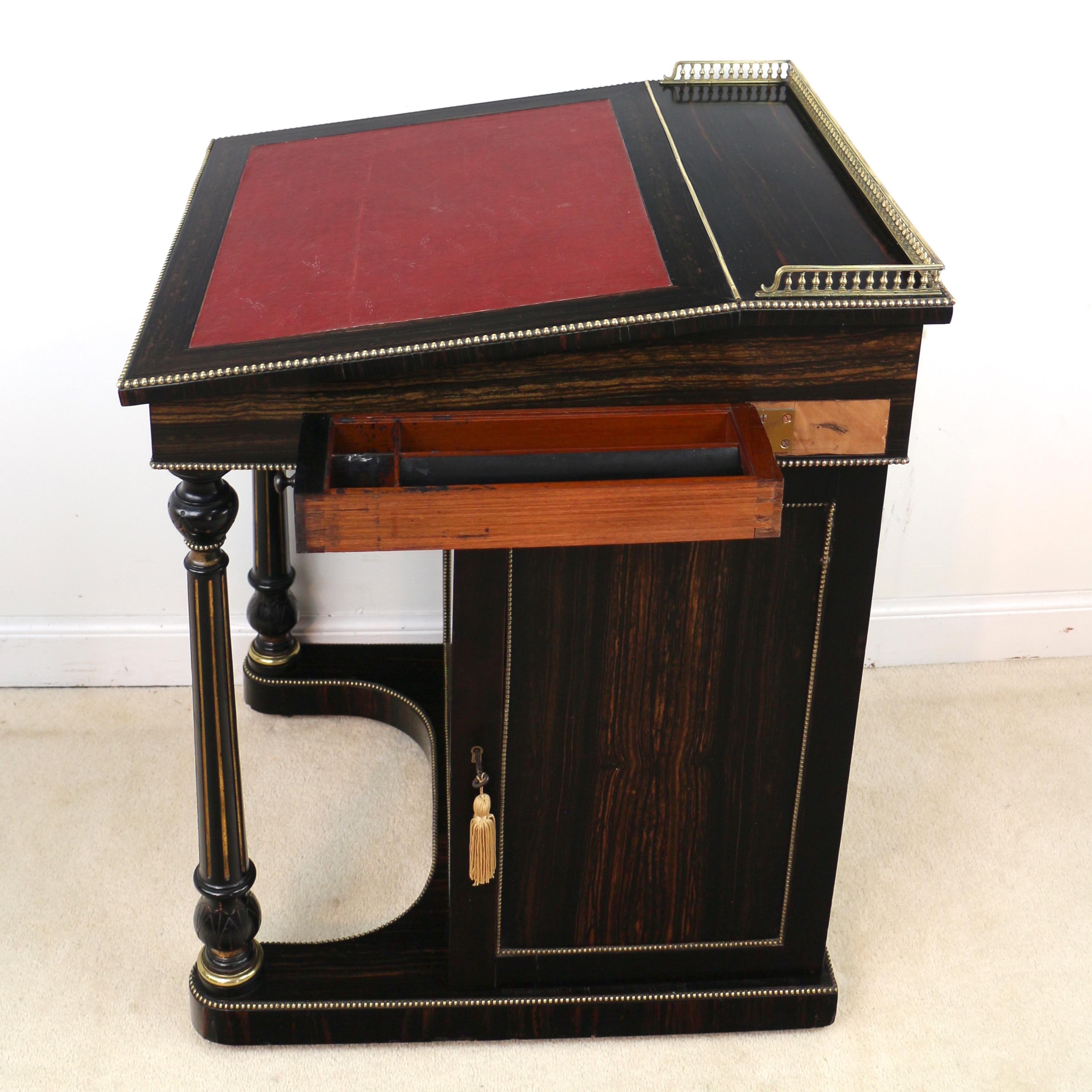Antique English Edwards & Roberts Coromandel Davenport Desk, 19th Century 11