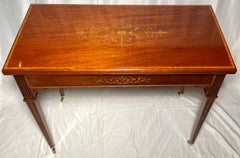 Antique English "Edwards & Roberts" Satinwood Inlaid Mahogany Card Table ca 1890