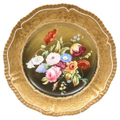Antiguo Armario o Plato de Pared Inglés Pintado a Mano, Muy Dorado