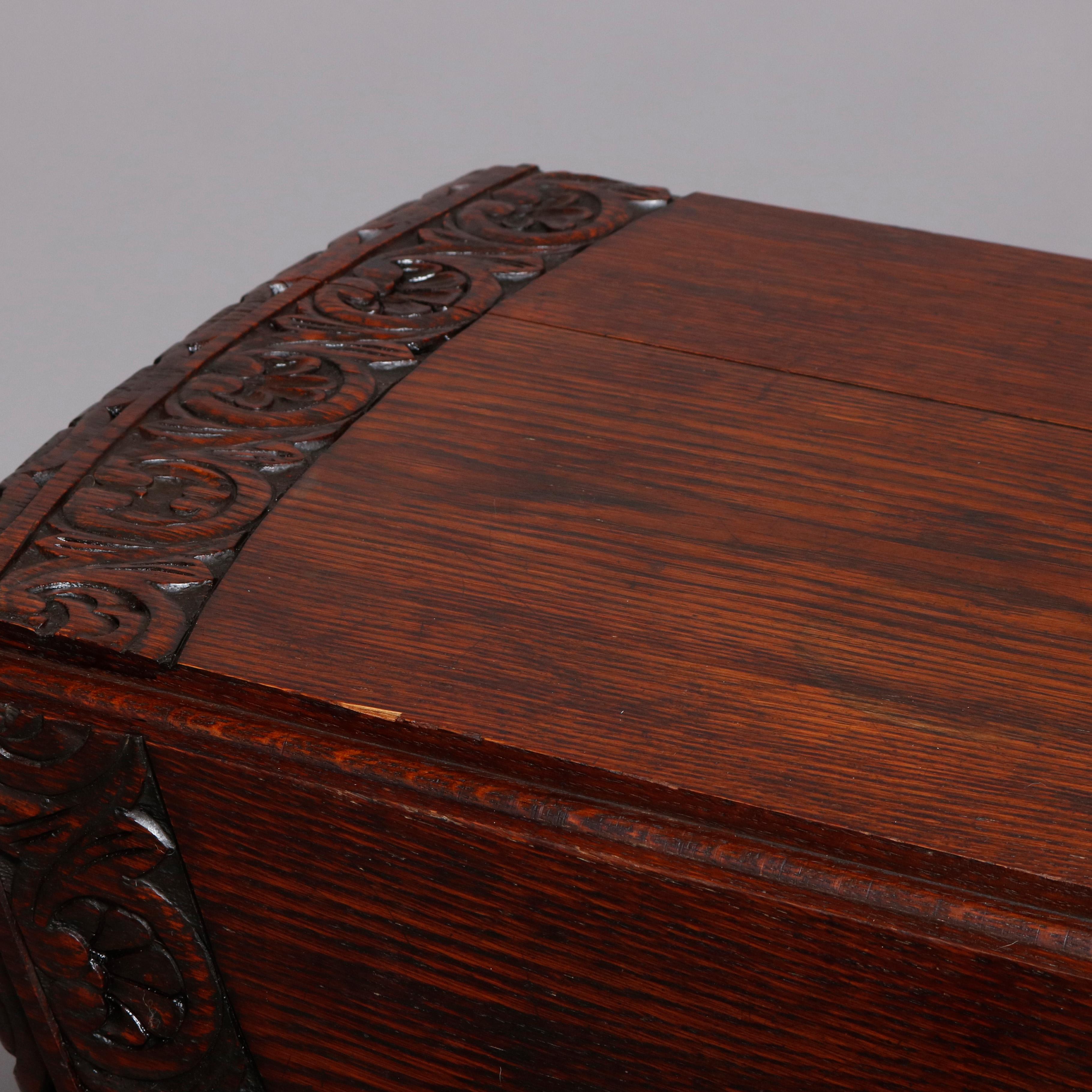 Antique English Elizabethan Carved Oak Drop Leaf Dining Table, circa 1860 5