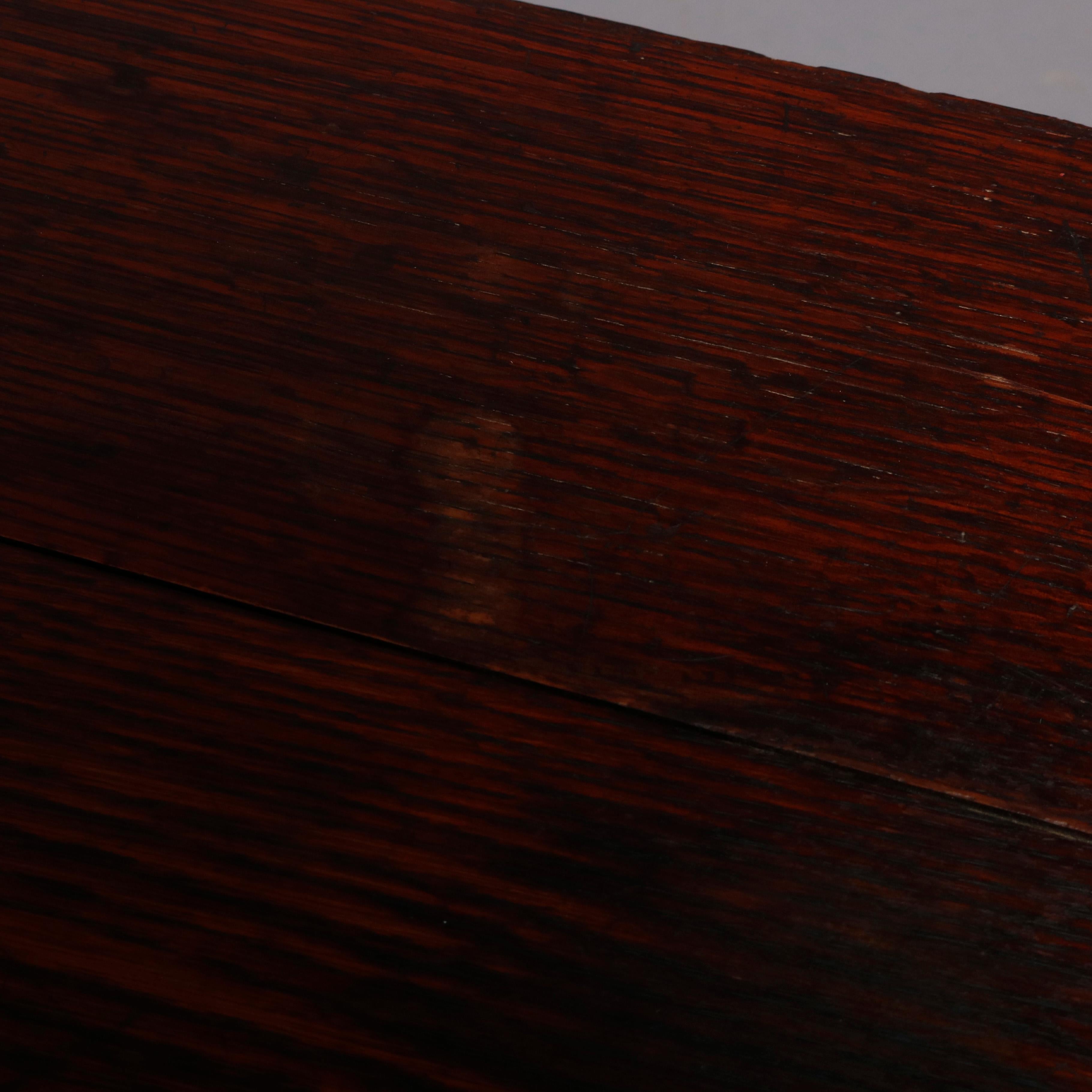 Antique English Elizabethan Carved Oak Drop Leaf Dining Table, circa 1860 7
