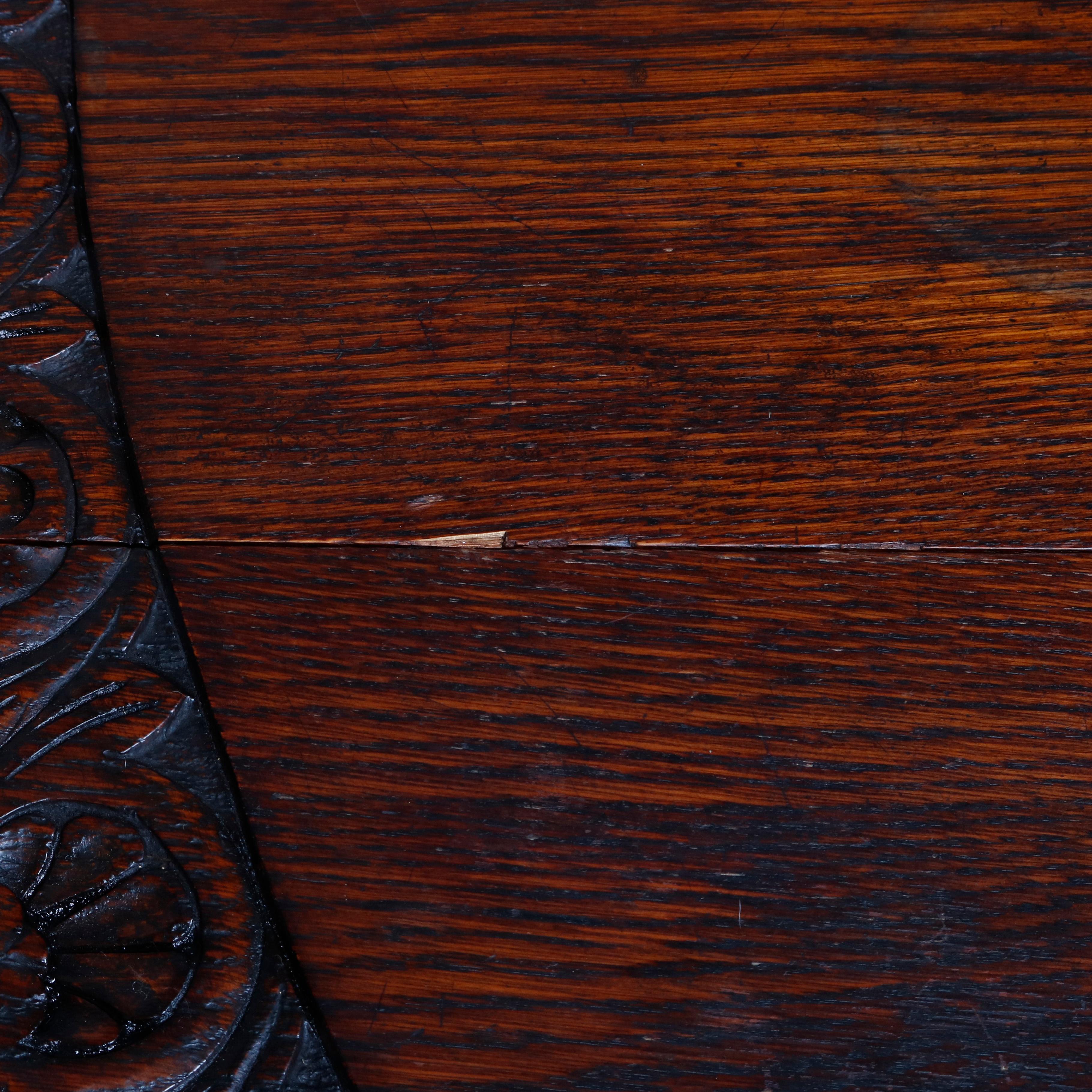 Antique English Elizabethan Carved Oak Drop Leaf Dining Table, circa 1860 11