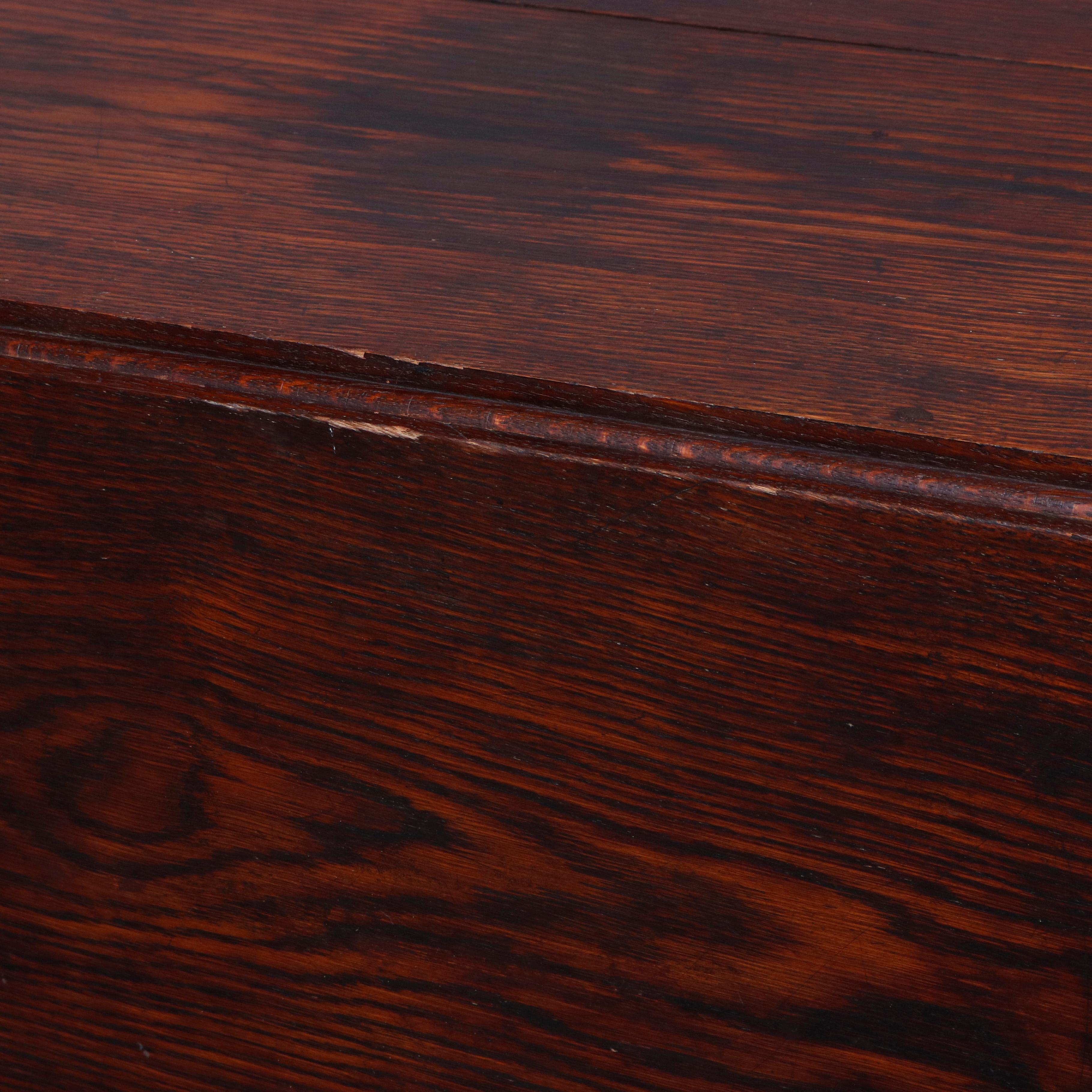 Antique English Elizabethan Carved Oak Drop Leaf Dining Table, circa 1860 4