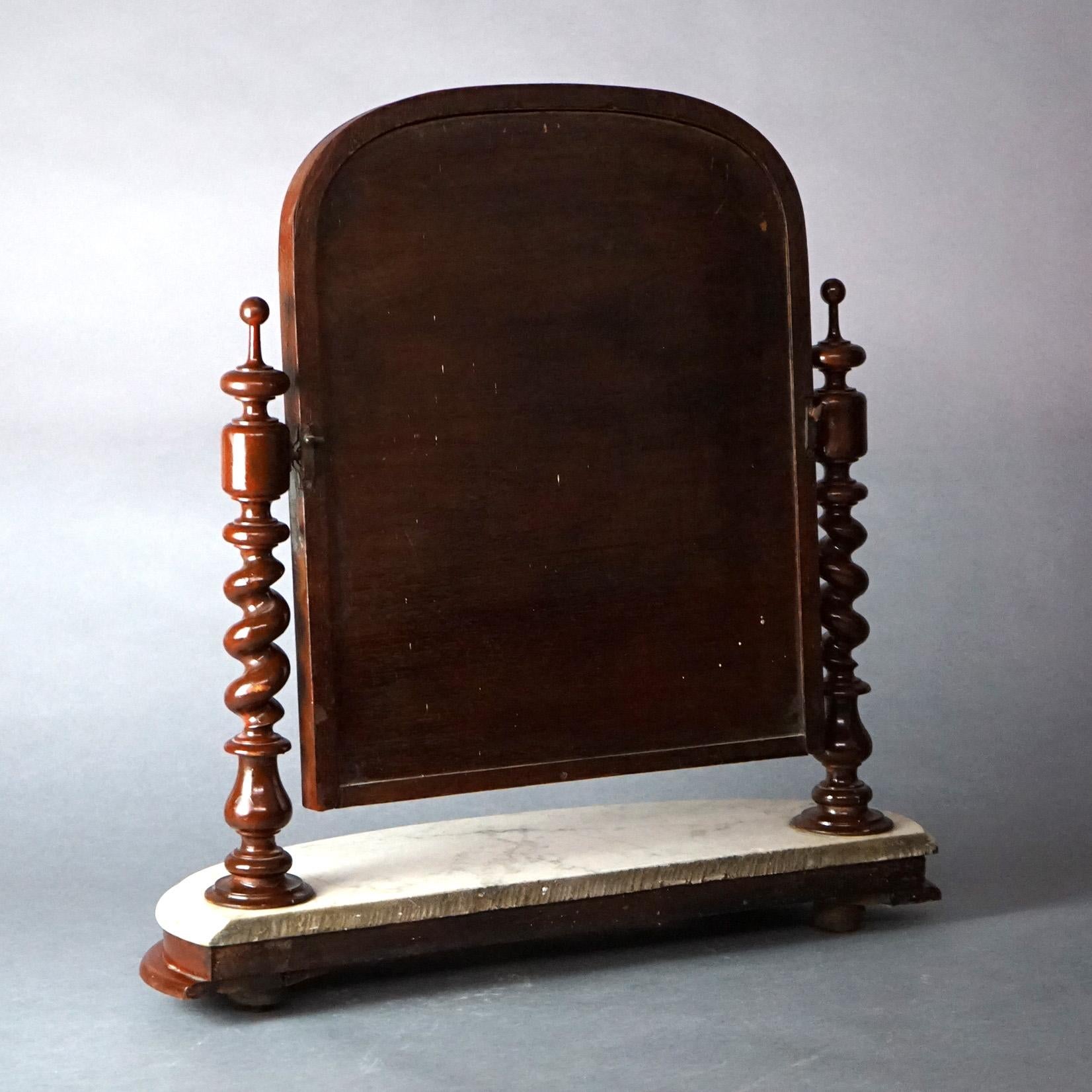 Antique English Elizabethan Mahogany Marble Top Shaving Mirror 19th C For Sale 6