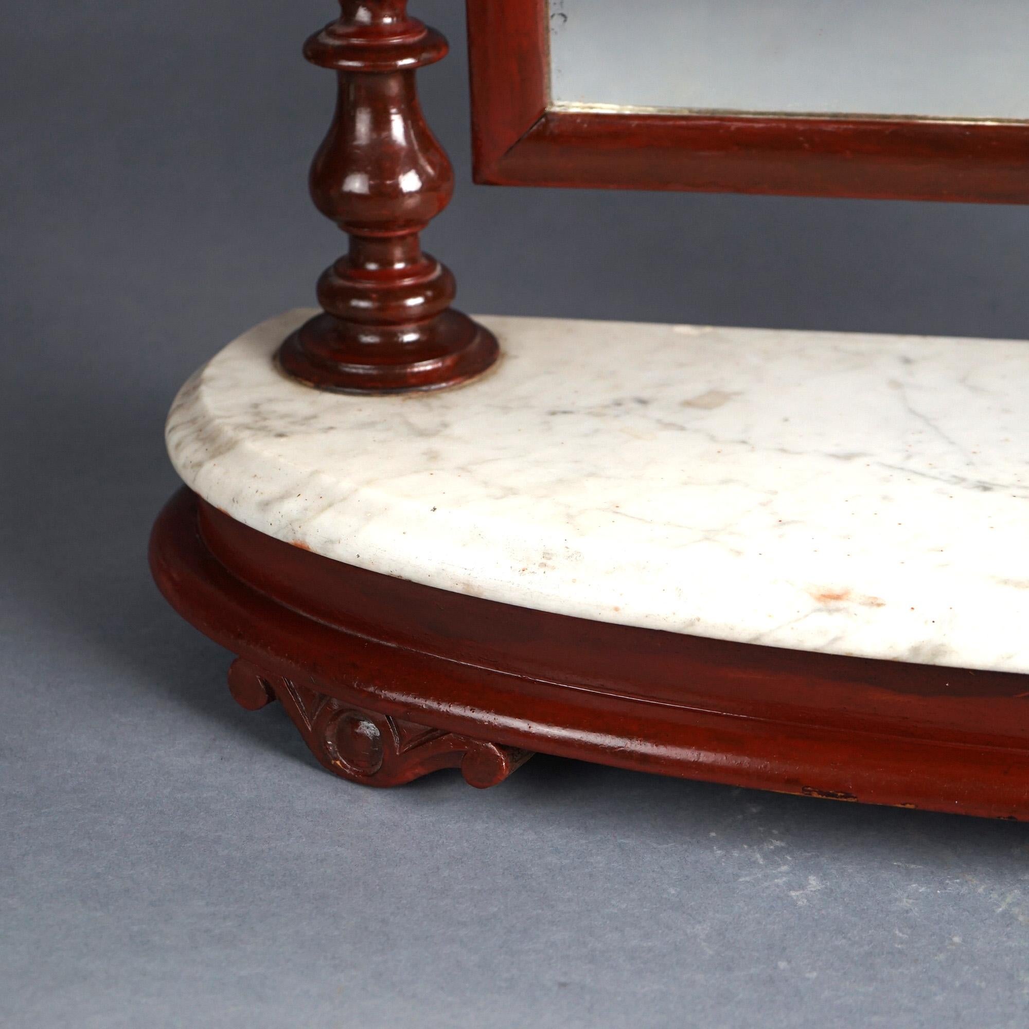Antique English Elizabethan Mahogany Marble Top Shaving Mirror 19th C For Sale 2