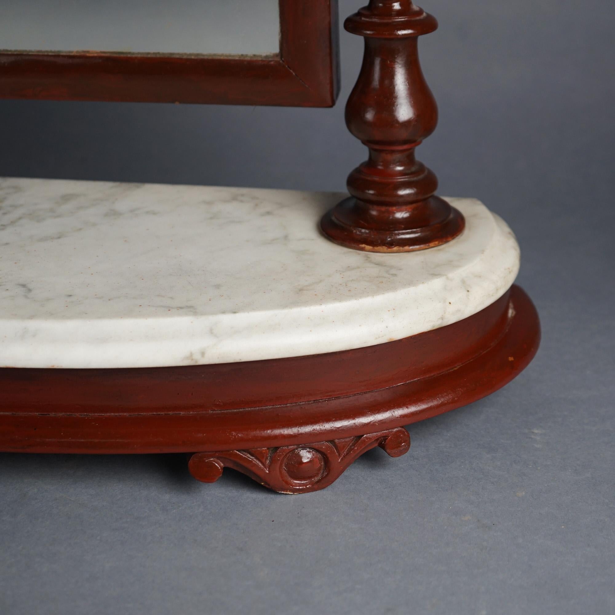 Antique English Elizabethan Mahogany Marble Top Shaving Mirror 19th C For Sale 3