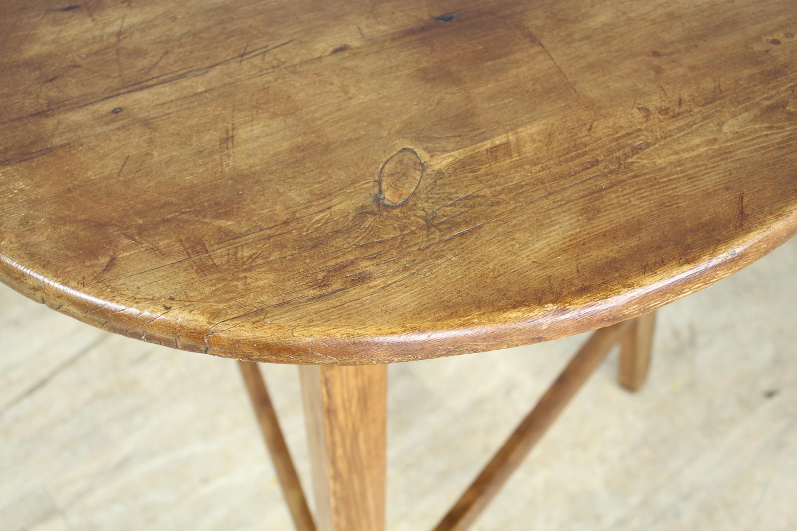 19th Century Antique English Elm and Pine Cricket Table For Sale