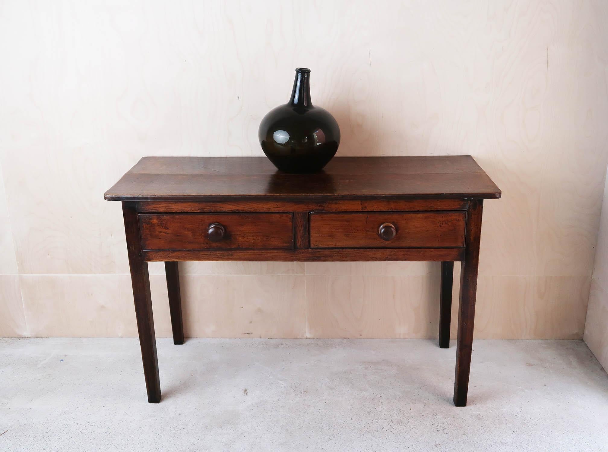 Rustic Antique English Oak and Elm Dresser Base or Side Table, 18th Century For Sale