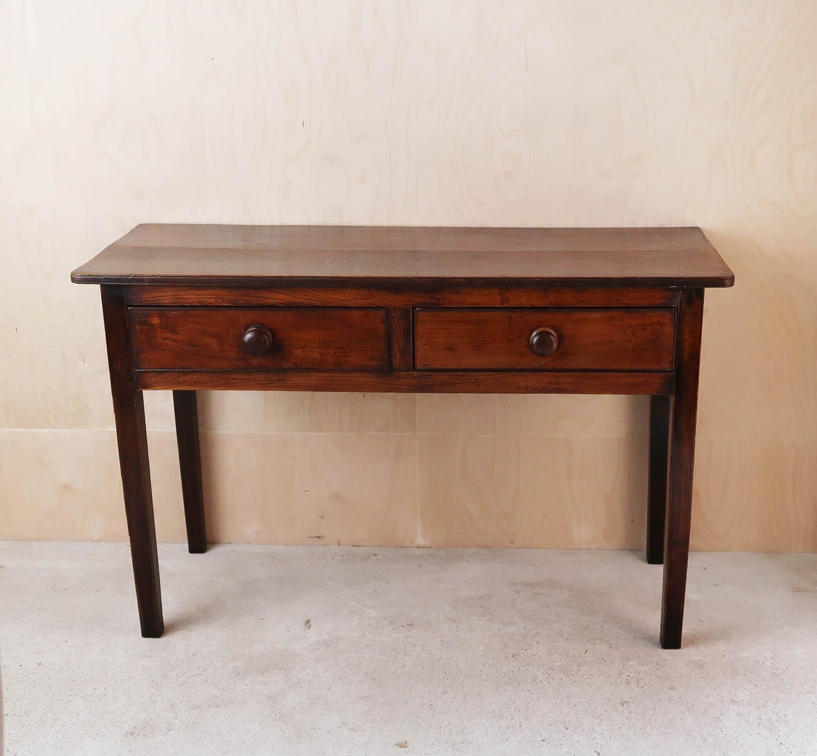 Late 18th Century Antique English Oak and Elm Dresser Base or Side Table, 18th Century For Sale