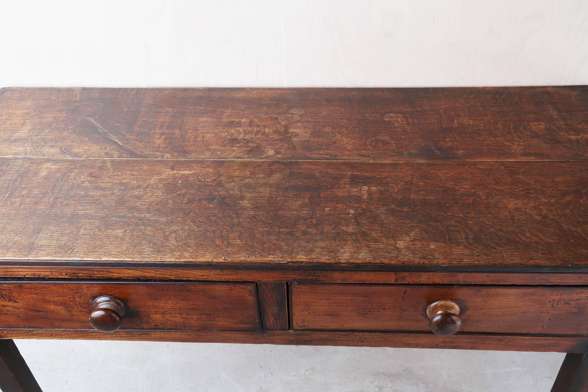 Antique English Oak and Elm Dresser Base or Side Table, 18th Century 1