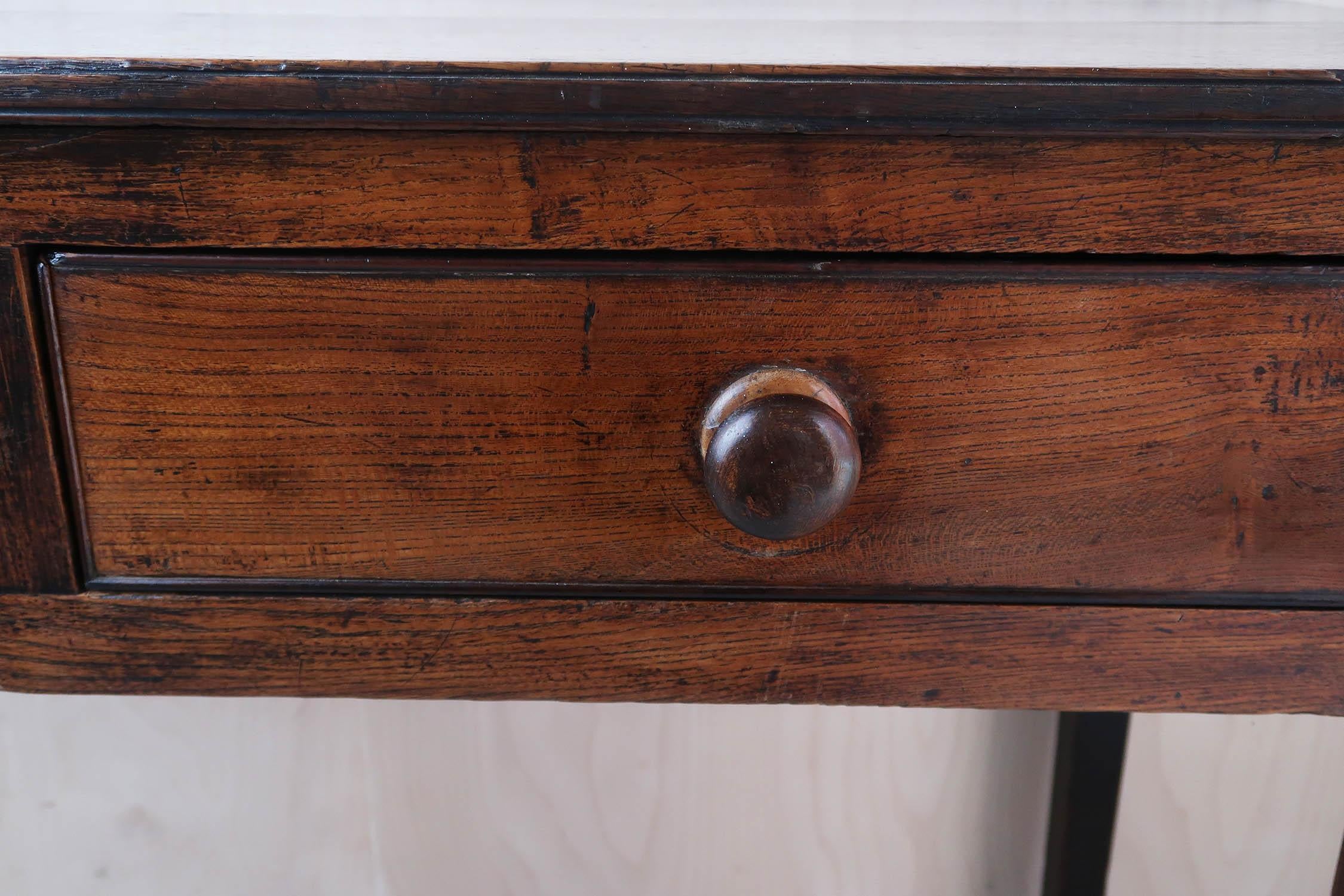 Antique English Oak and Elm Dresser Base or Side Table, 18th Century For Sale 2