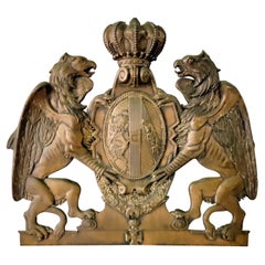 Antique English Embossed Copper Armorial Wall Plaque