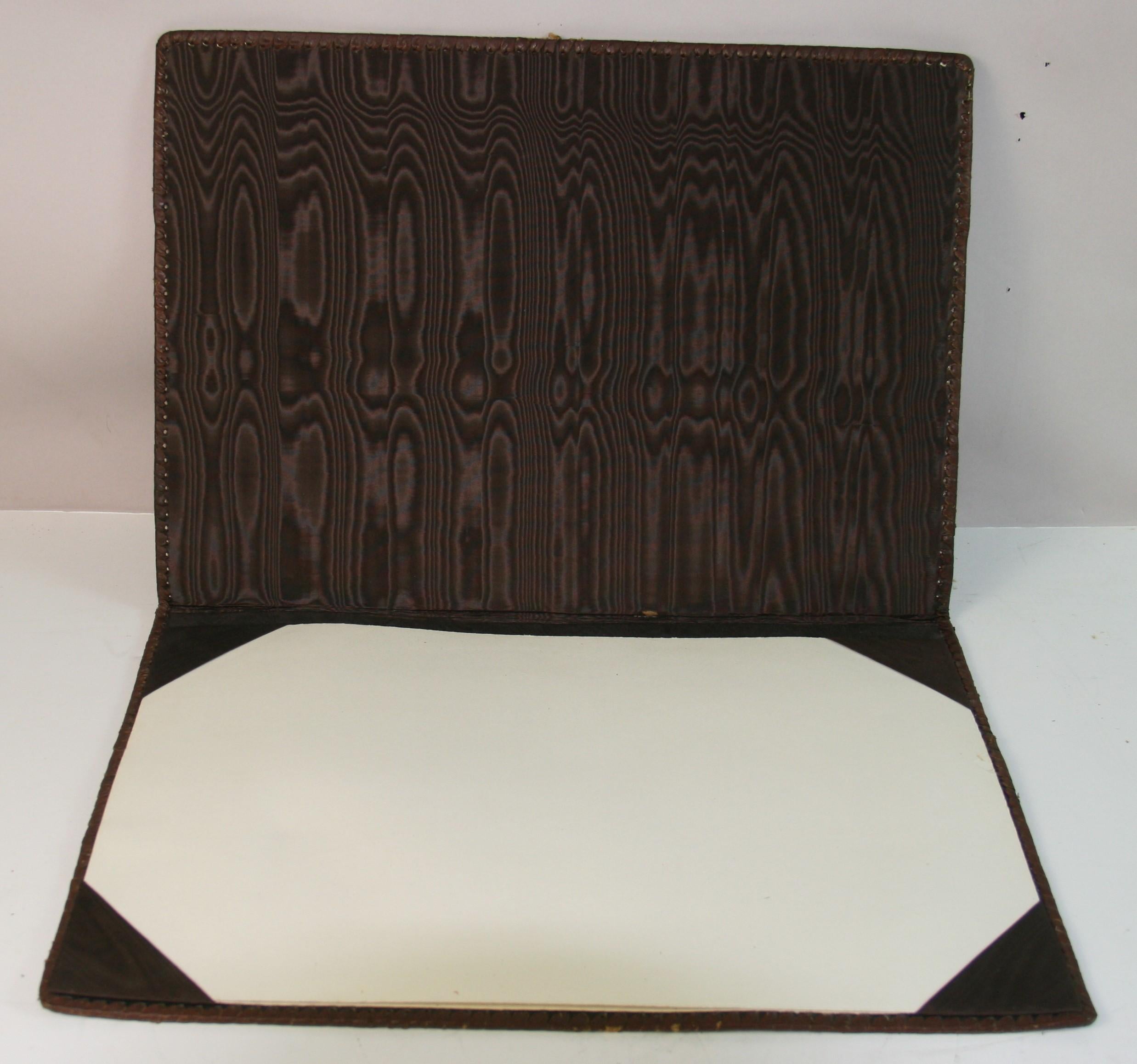 Antique English Embossed Leather Blotter Pad For Sale 6