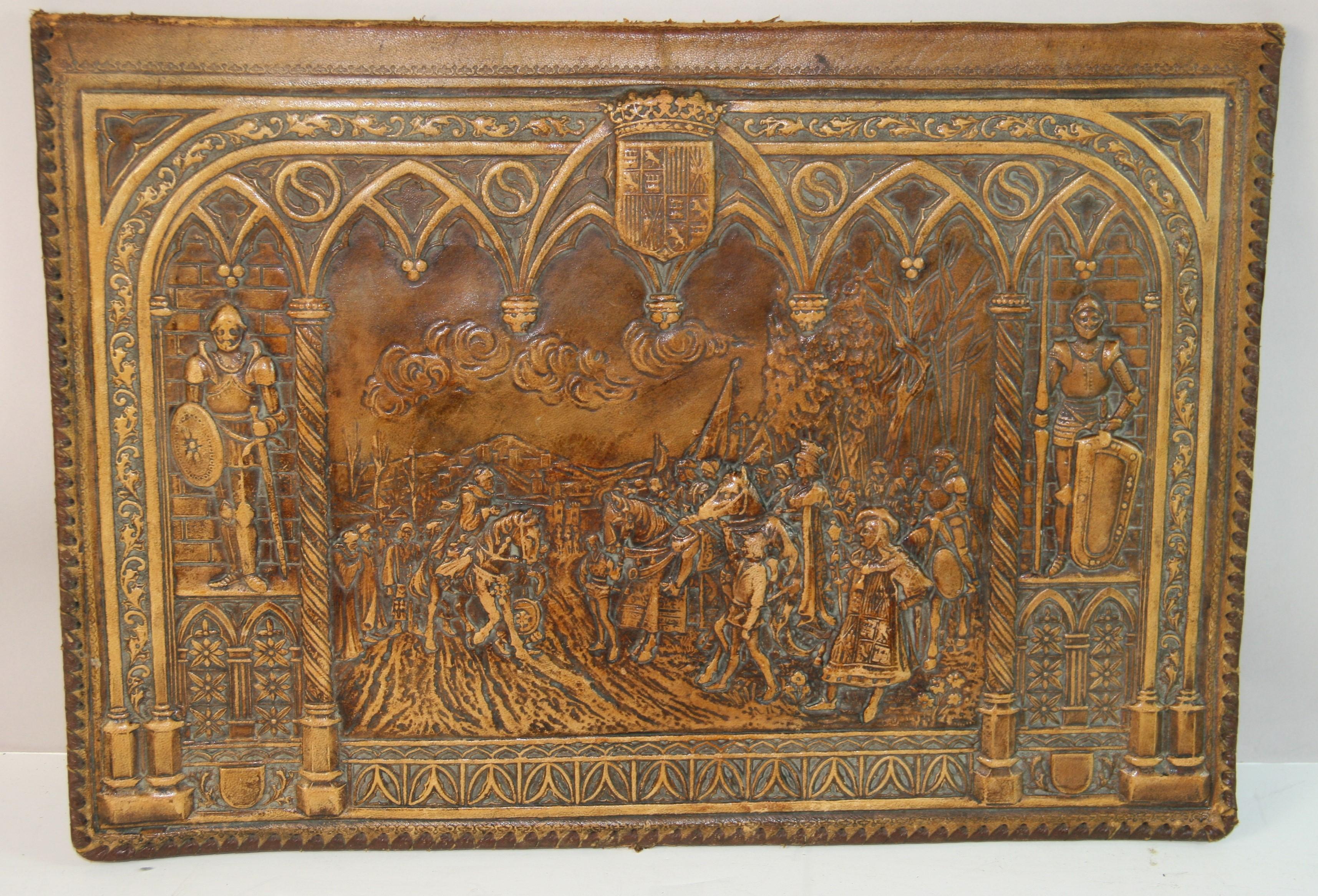 1736 Antique English embossed leather blotter pad
Also available #1735 bill/letter holder see last photo