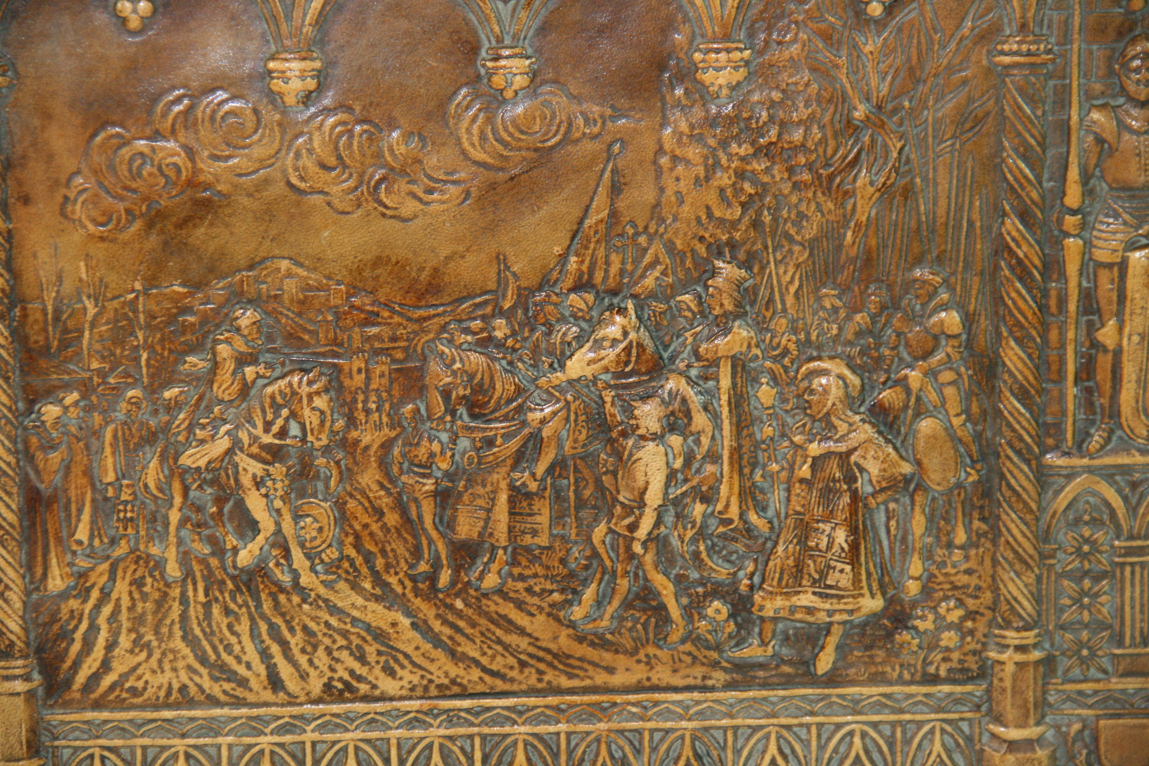 Antique English Embossed Leather Blotter Pad In Good Condition For Sale In Douglas Manor, NY