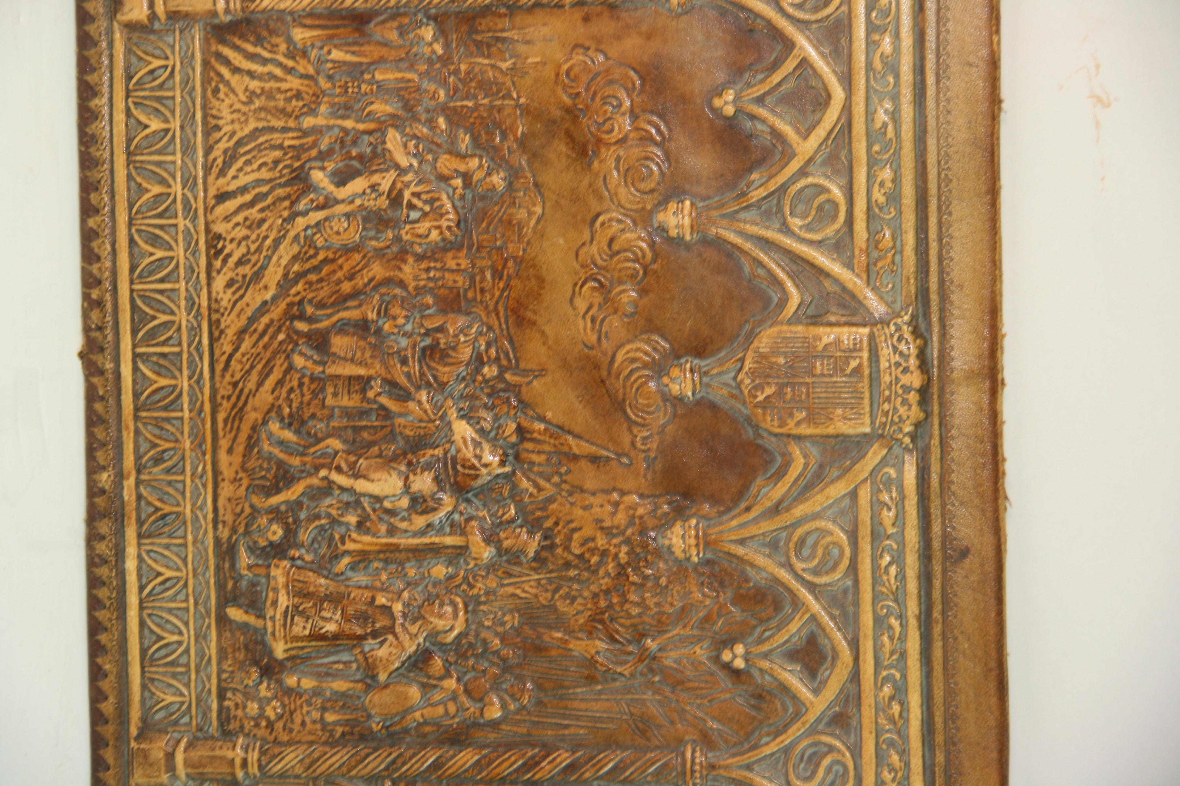 Antique English Embossed Leather Blotter Pad For Sale 1